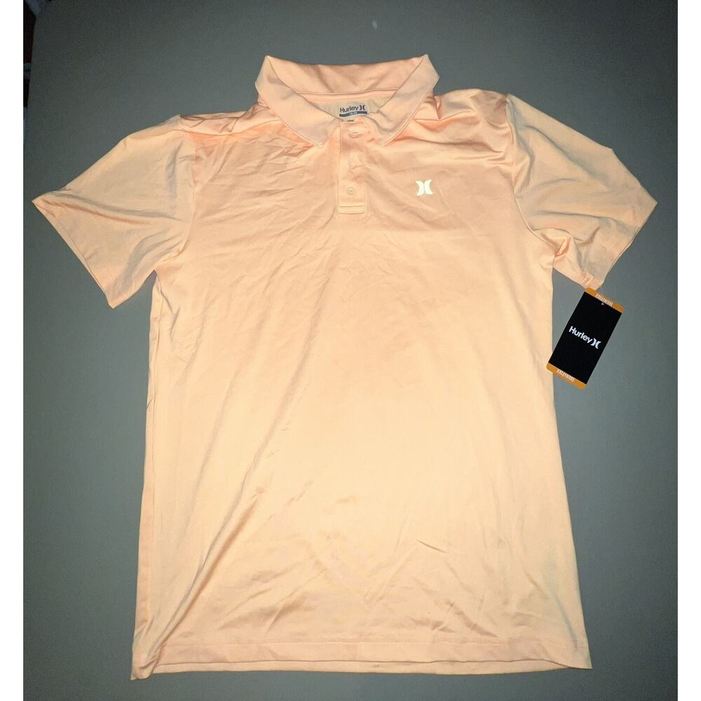 Hurley 3 Button Polo Short Sleeve Boys XXL (18/20) Melon Tint Heather